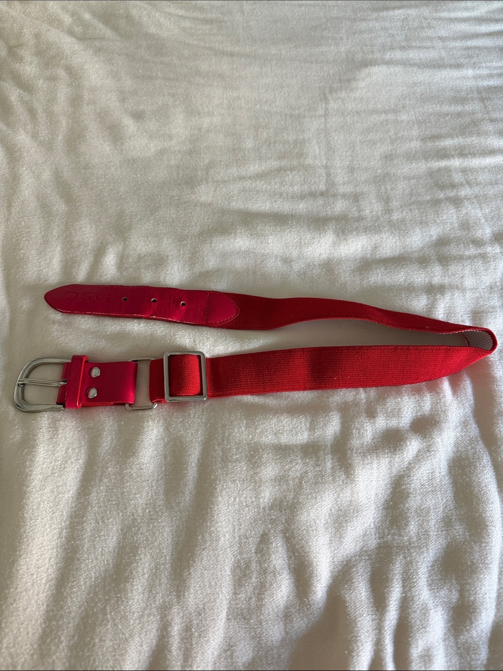 Baseball- BOYS Red Stretch Webbing Belt with Silver Buckle